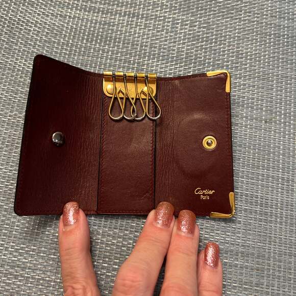 Must de Cartier 4- Key Holder Burgundy Calfskin Case - Picture 3 of 3